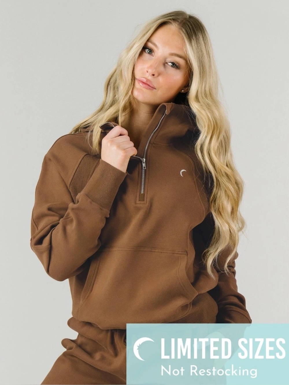 EUC Zyia Brown Retreat Classic 1/4 Zip Hoodie